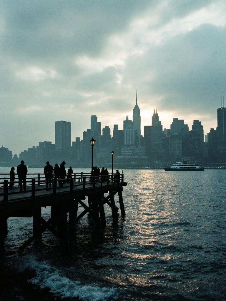 Manhattan skyline at dusk